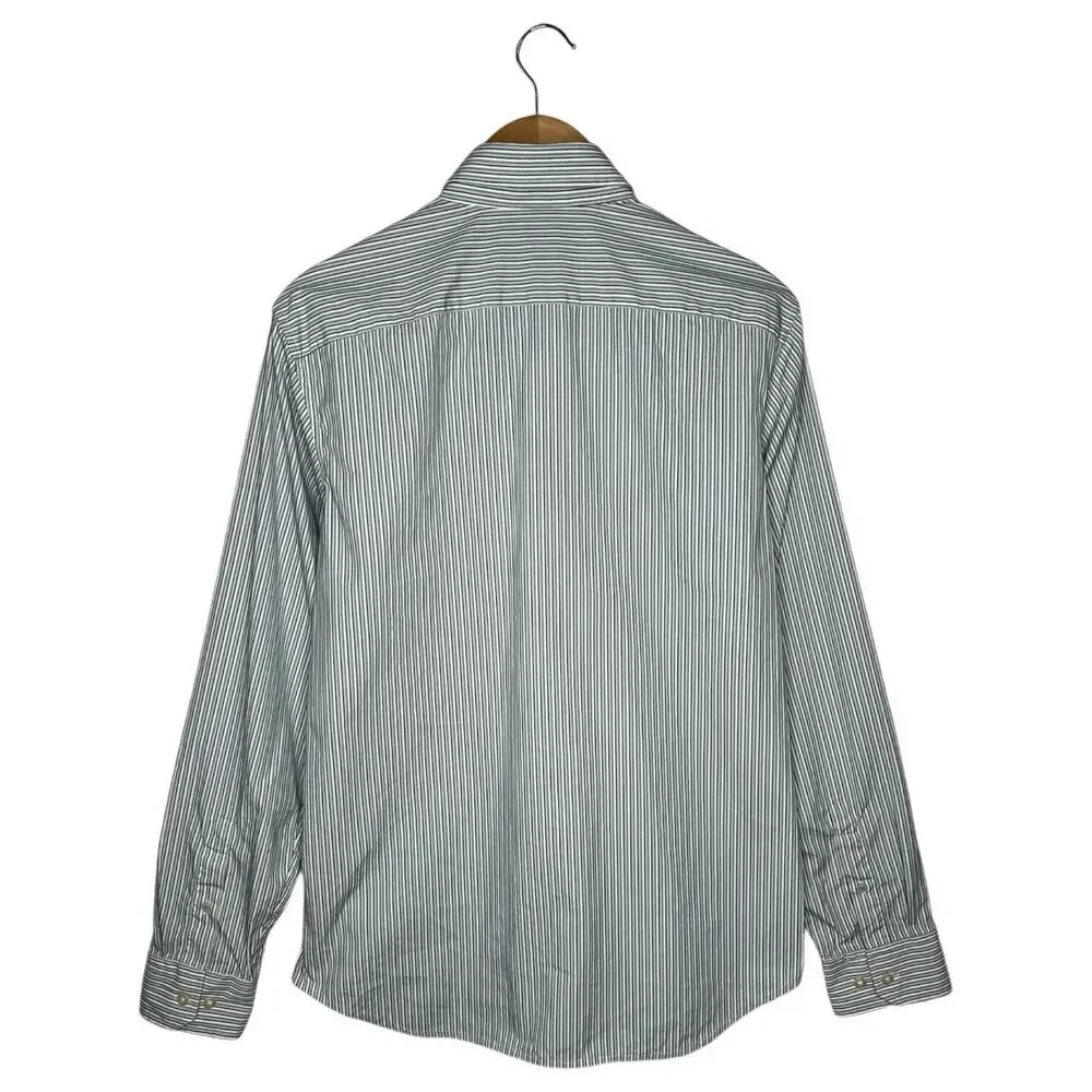 New Banana Republic Shirt Mens M Slim Fit Striped Button Up Long Sleeve Green